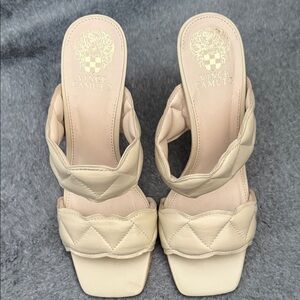 Vince Camuto Beige Quilted Women's Heels